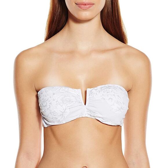 REVOLVE Eberjey M Grey Floral Spring Blossom Amala Strapless Bandeau Bikini Top - Picture 1 of 8